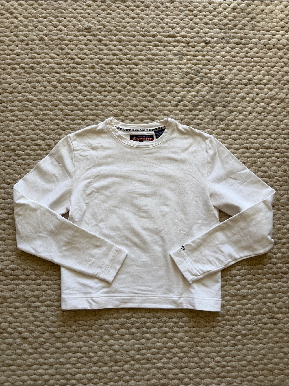 Mac & Jac White Long Sleeve Crewneck Basic Layering Tee Size M
